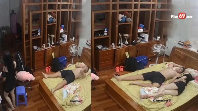 Hack camera cặp vợ chồng chịch bất chấp giờ giấc, cô vợ mặc váy kiểu này chịu sao nổi